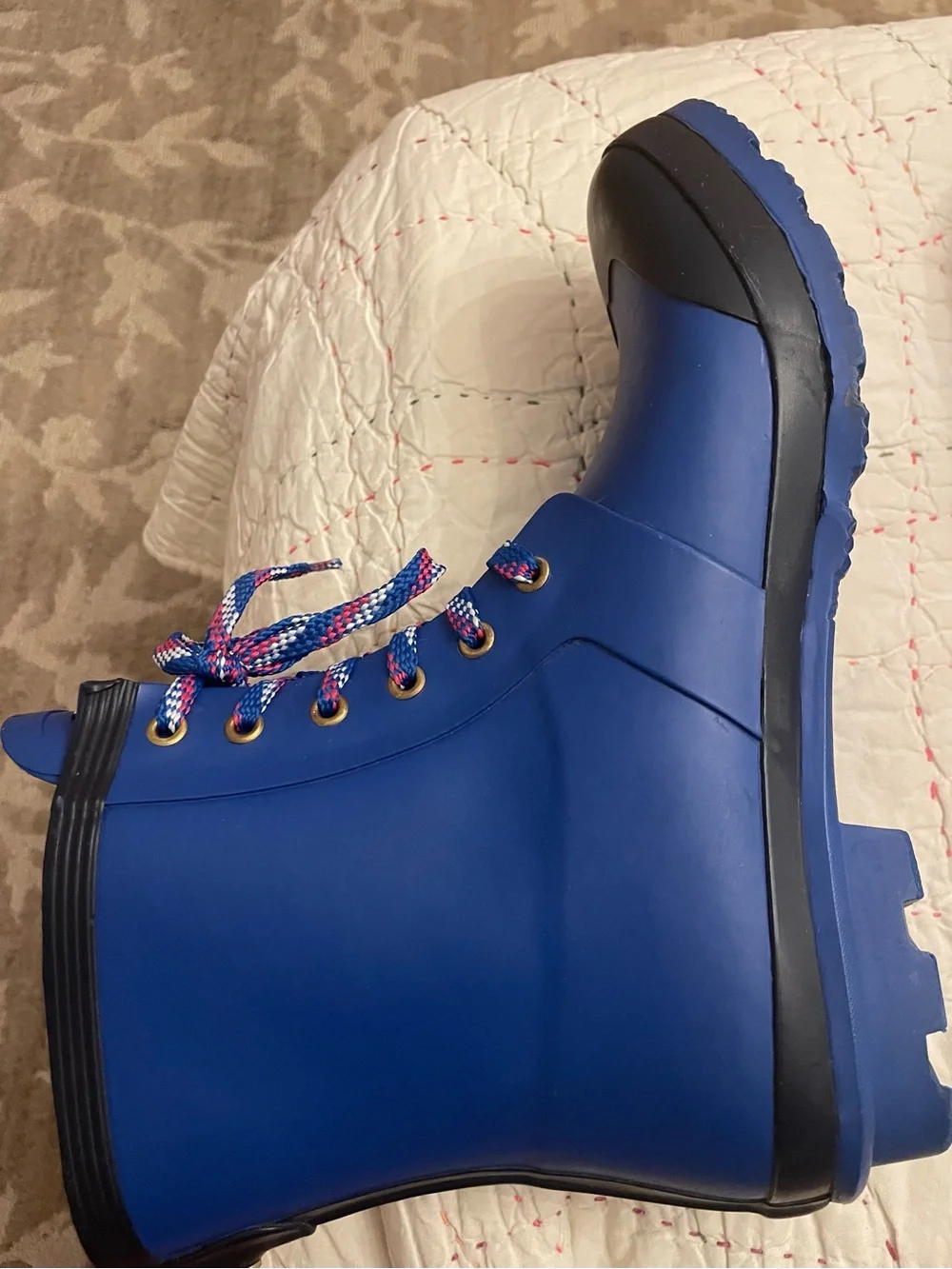 Hilfiger Blue Rain Boots with Multicolor Laces